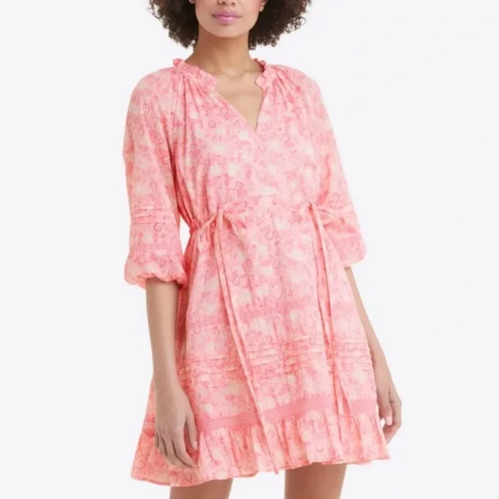 Draper James Kellie Babydoll Sundress Tie Waist in Pink Paisley Easter Women’s L - Picture 4 of 9